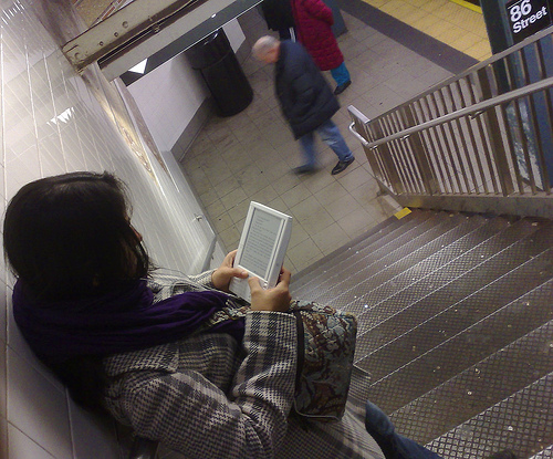 Amazon Kindle on the subway