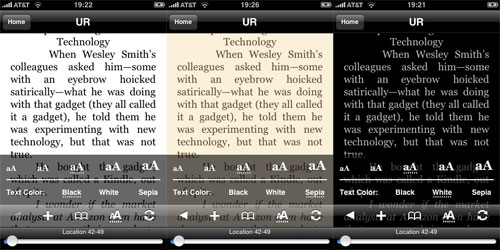 Kindle For iPhone Color Schemes