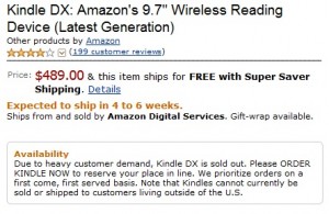 Kindle DX Sold Out