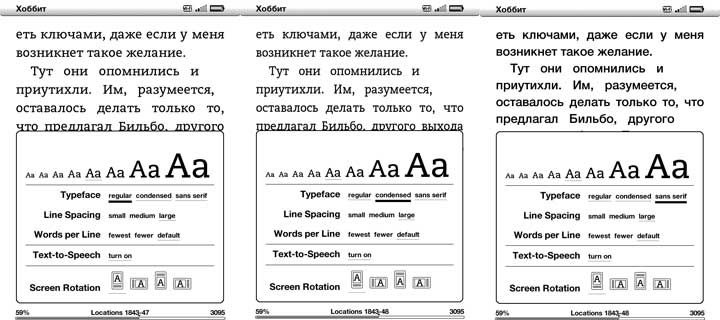 Kindle 3 Russian Typefaces