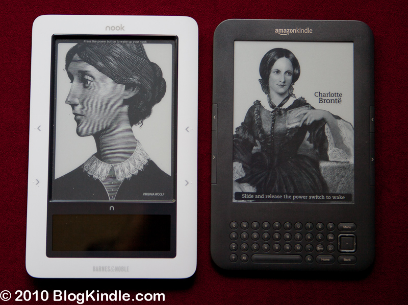 Kindle 3 vs Barnes and Noble Nook side by side