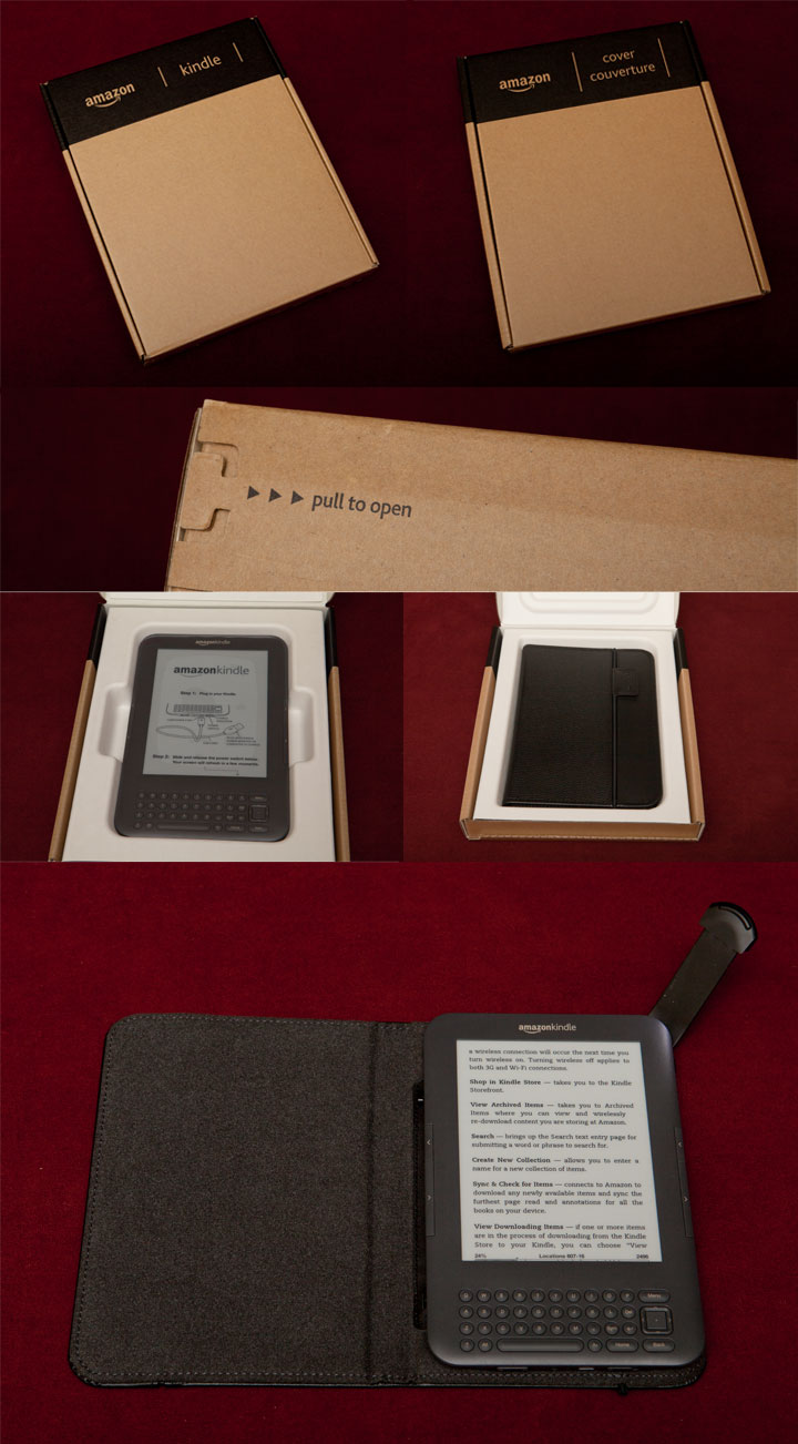 Latest Generation Kindle 3 and Lighted Leather Cover Unboxed