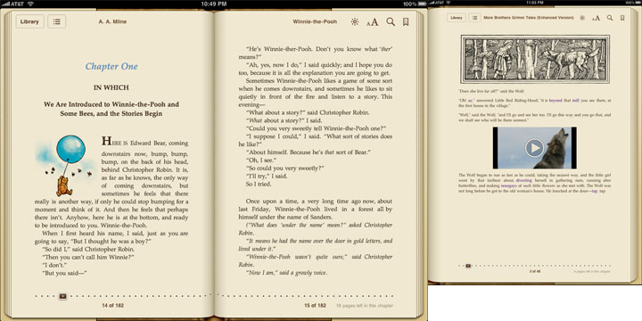 Apple iPad iBooks Landscape and Multimedia