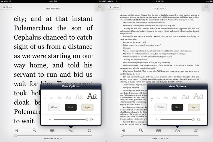 Kindle for iPad Font Sizes